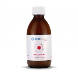 Complément liposomal Actinovo 250 ml – 400 mg glutathion réduit + 700 mg vitamine C. Formule vegan, sans gluten ni sucre.