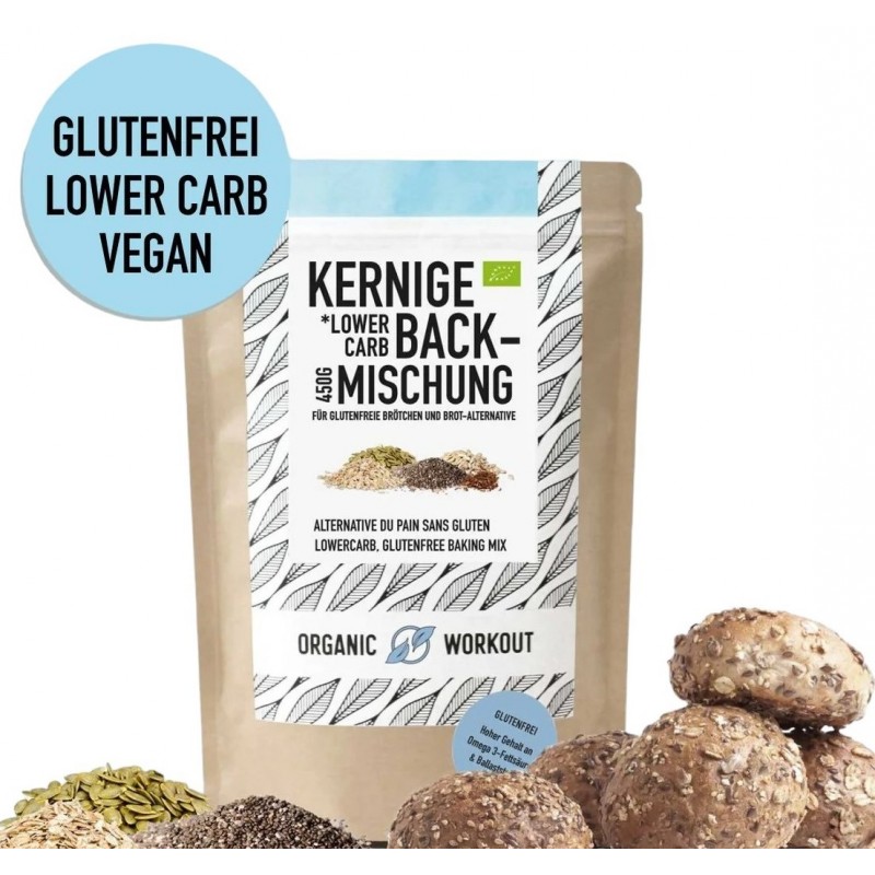 Préparation bio pour pain aux graines Organic Workout, low carb, sans gluten, vegan, riche en fibres et protéines