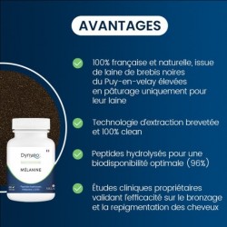 Flacon de Mélanine 350 mg Dynveo - Avantages.