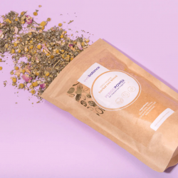 tisane à base camomille, d'achillée millefeuille et de feuille de framboisier