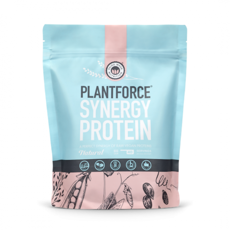 Plantforce Synergy Protein Natural 800 g – Protéine végétale sans additifs, à base de pois, riz brun et graines de citrouille.