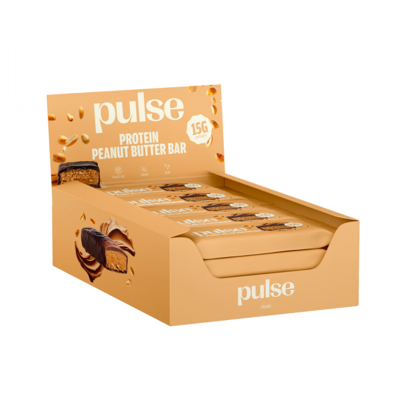 Barre protéinée bio vegan cacahuète Pulse –  sans gluten, riche en protéines végétales.