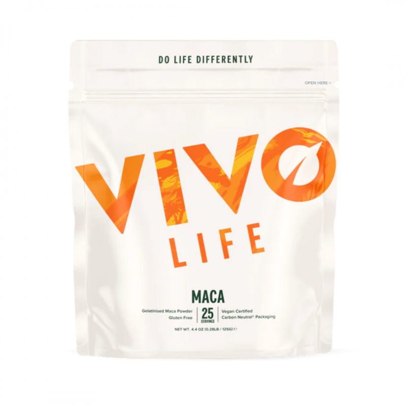 Maca gélatinisée du Pérou – 25 doses – Haute digestibilité – Énergie sans caféine – Poudre 100 % pure – Végan – Vivo Life