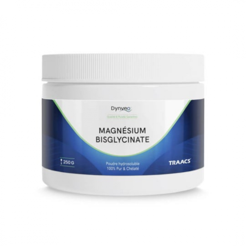 Magnésium bisglycinate chélaté Dynveo en poudre 250 g – pur, sans additif, forme hautement assimilable, qualité TRAACS®