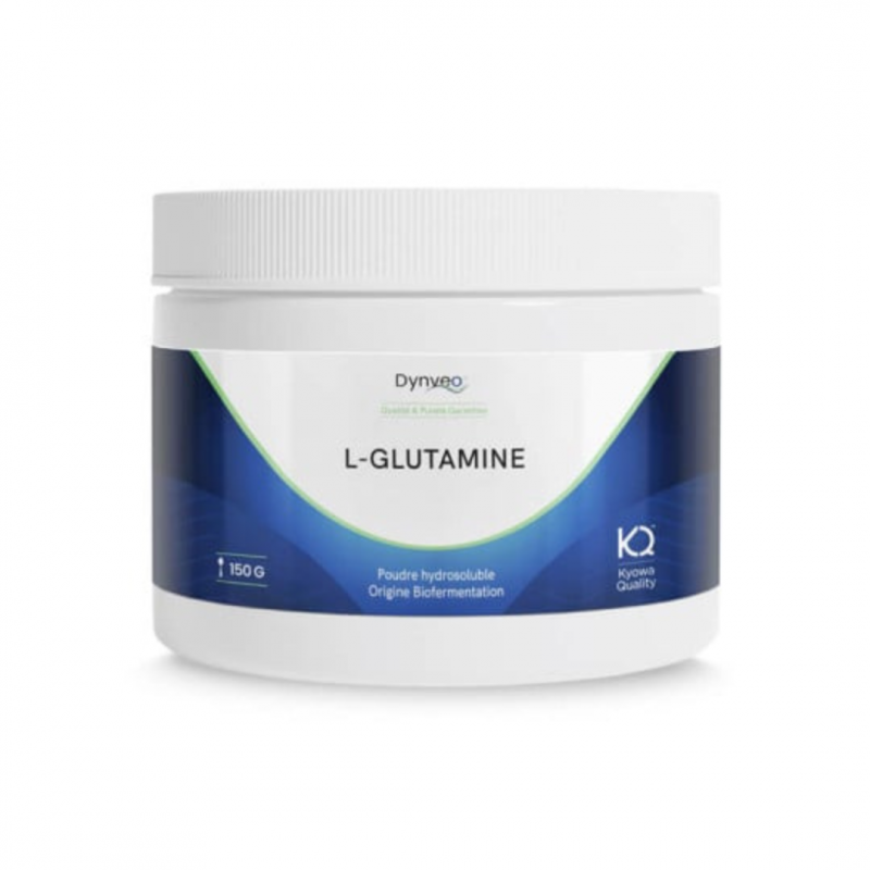 L-Glutamine poudre Dynveo 150 g – BioKyowa®, issue de bio-fermentation végétale, pureté pharmaceutique.