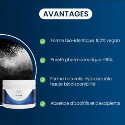 Pot de Glycine Dynveo 250 g – acide aminé vegan, forme hydrosoluble, qualité pharmaceutique certifiée.