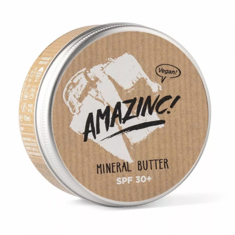 Amazinc! Mineral Butter SPF30 70 g, crème solaire minérale non nano, vegan, visage et usage quotidien