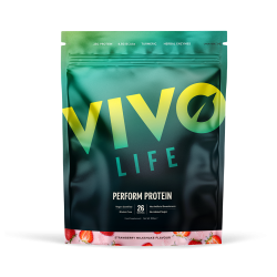 Sachet Vivo Life Perform Protein Milkshake Fraise 936 g, protéine végétale complète vegan et sans gluten.