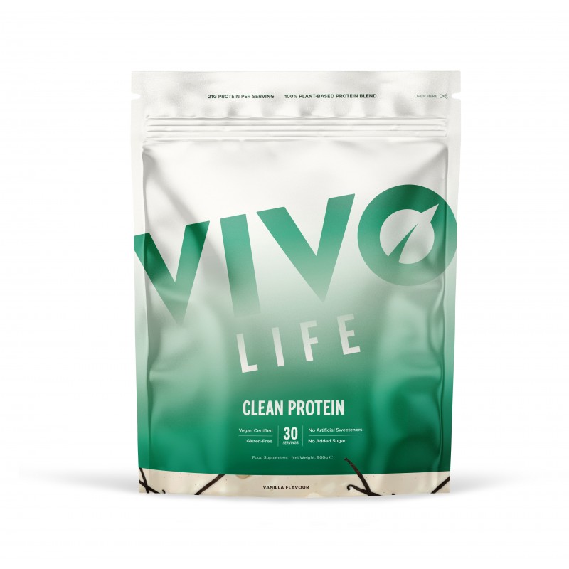 Sachet Vivo Life Clean Protein Vanille 900 g, protéine végétale complète vegan et sans gluten.