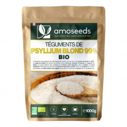 Téguments de psyllium blond bio 1 kg Amoseeds – pureté 99 %