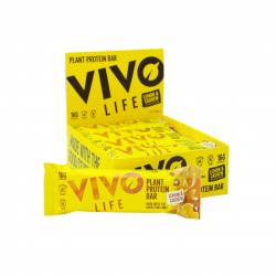 Boîte Vivo Life Plant Protein Bar Citron & Noix de Cajou, 12 barres protéinées végétales vegan et sans gluten selon Vivo Life.