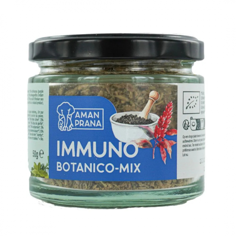 Amanprana Immuno Botanico Mix bio 50 g, mélange d’herbes, épices, algues et fleur de sel