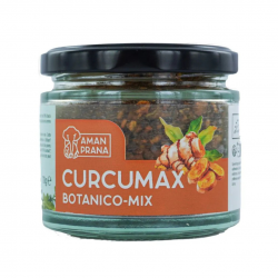 Étiquette Curcumax Botanico Mix bio Amanprana 70 g avec curcuma, sumac et poivre noir