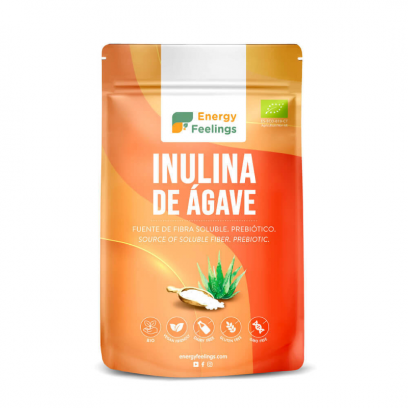 Sachet Energy Feelings Inuline d’Agave Bio 1 kg, poudre riche en fibres solubles issue d’agave biologique.