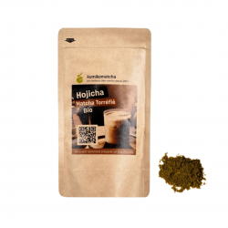 Sachet Kumiko Matcha Hojicha Bio 100 g, matcha torréfié japonais au goût doux, grillé et boisé.