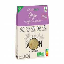 Paquet ENVI-BIO Orzo Konjac & Avoine Bio 270 g, alternative aux pâtes à base de konjac et fibre d’avoine sans gluten.
