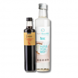 Duo huile TCM C8 bio Nutri-Beautiful et vinaigre balsamique Demeter Guerzoni