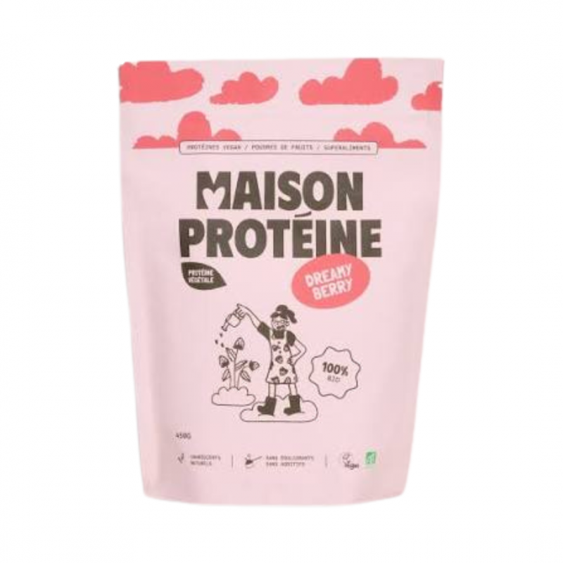 Protéine végétale bio Dreamy Berry aux fruits rouges – Maison Protéine – Sachet de 450 g